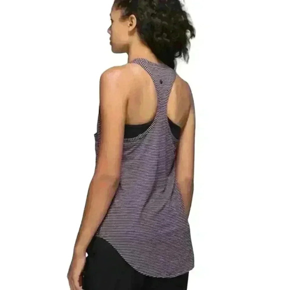 Lululemon Yogi Racerback Hyper Stripe Mauvelous Heathered Black Size M - Picture 2 of 11